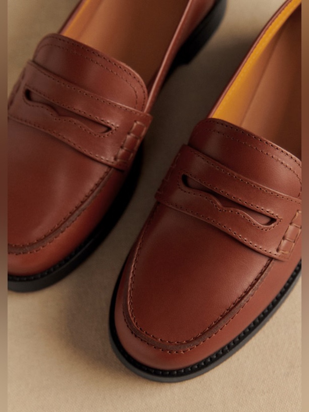 Sezane Andrea Loafers Natural Heritage Leather Brown Size 37 US 6.5 - Picture 11 of 11